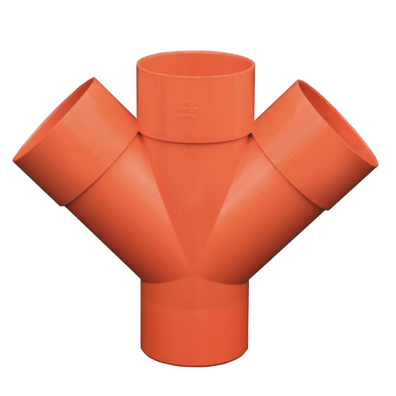 Hoge Kwaliteit Derivazione doppia 45° in PVC per edilizia arancio ad incollaggio First Derivazione doppia 45° in PVC per edilizia arancio ad incollaggio First Echome