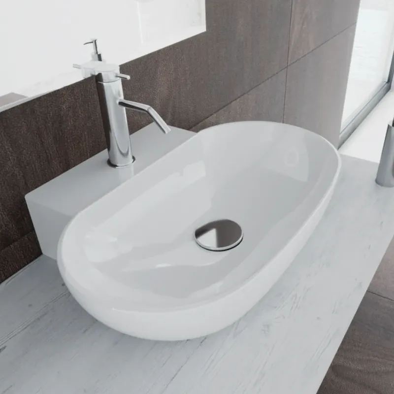 Lavabo bianco appoggio ovale ceramica Standard 023 Lavabo bianco appoggio ovale ceramica Standard 023 Echome Must-Have