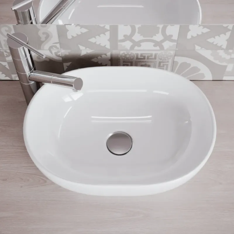 Dagaanbieding Lavabo bianco appoggio ovale ceramica Slim 030 Lavabo bianco appoggio ovale ceramica Slim 030 Echome