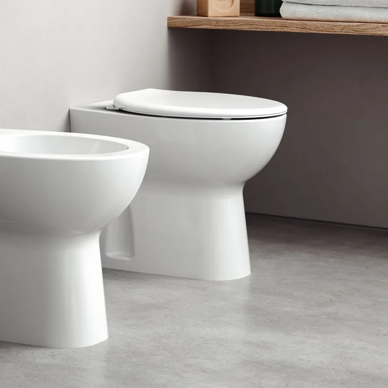 Vaso WC bianco filo parete Ginger Glass Vaso WC bianco filo parete Ginger Glass Echome Snelle Levering
