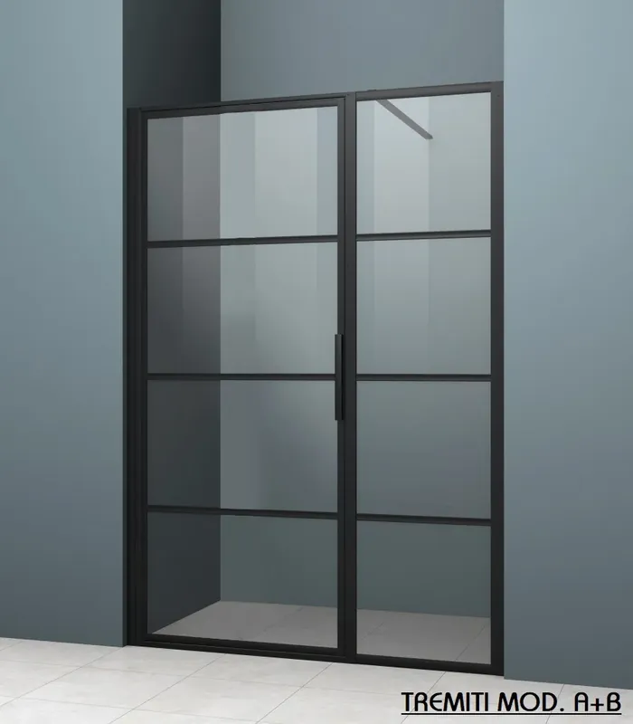 Parete fissa box doccia nero satinato Treviso Parete fissa box doccia nero satinato Treviso Echome Gecertificeerd