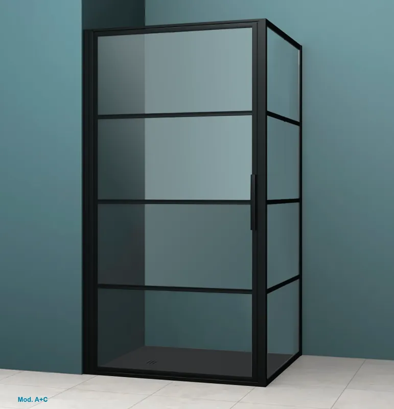Uitverkoop Parete fissa box doccia nero satinato Treviso Parete fissa box doccia nero satinato Treviso Echome