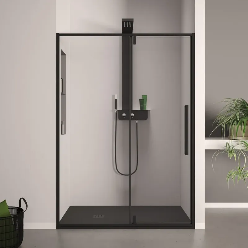 Porta battente box doccia nero satinato Burano Porta battente box doccia nero satinato Burano Echome Express Levering