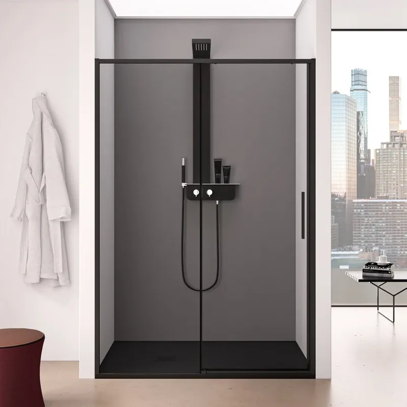 Uitverkoop Porta scorrevole box doccia nero satinato Matera Porta scorrevole box doccia nero satinato Matera Echome