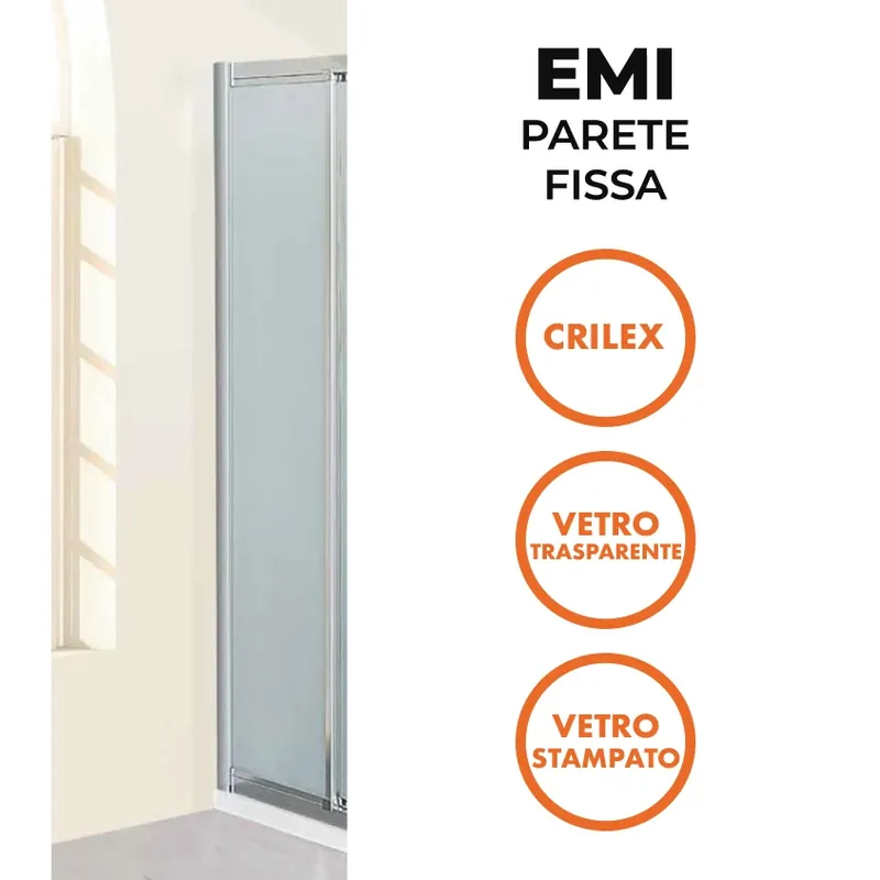 Flitsaanbieding Parete fissa profilo brillantato box doccia reversibile Emi Emibox Parete fissa profilo brillantato box doccia reversibile Emi Emibox Echome