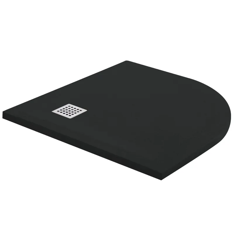 Koop Vandaag Piatto doccia curvo antracite mineralmarmo Gaia 80x80 cm