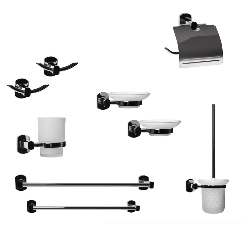 Goedkoop Kit da 9 accessori per il bagno in ottone cromato e vetro satinato Gold Morini Kit da 9 accessori per il bagno in ottone cromato e vetro satinato Gold Morini Echome
