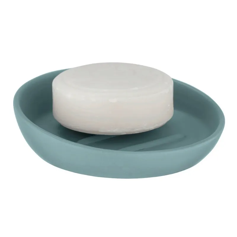 Tijdelijk Beschikbaar Porta sapone in ceramica blu e grigio satinato Badi Wenko Porta sapone in ceramica blu e grigio satinato Badi Wenko Echome
