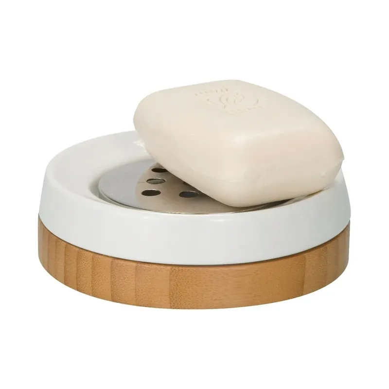 Weekendaanbieding Porta sapone da bagno in ceramica bianca Bamboo Wenko Porta sapone da bagno in ceramica bianca Bamboo Wenko Echome