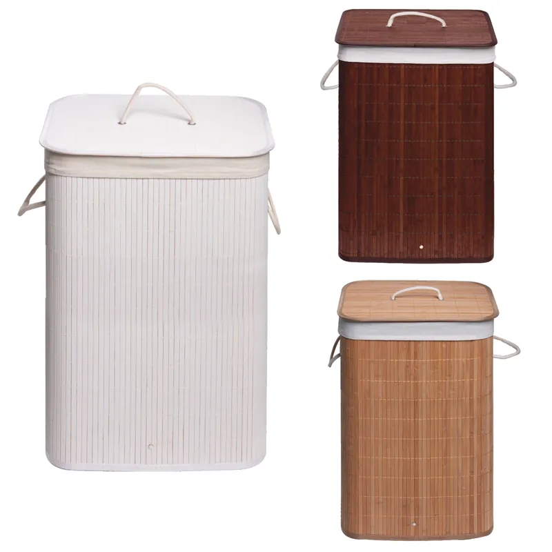 Hete Deal Cesto porta biancheria in bambù con coperchio rettangolare Balu Metaform Cesto porta biancheria in bambù con coperchio rettangolare Balu Metaform Echome