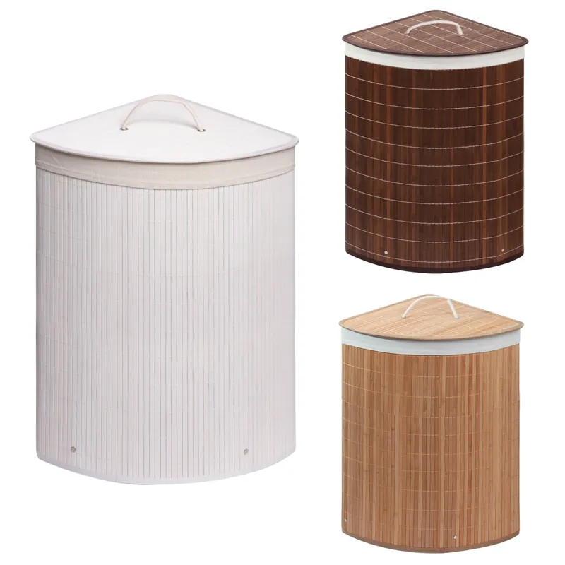 Cesto porta biancheria in bambù con coperchio angolare Balu Metaform Cesto porta biancheria in bambù con coperchio angolare Balu Metaform Echome Dagaanbieding