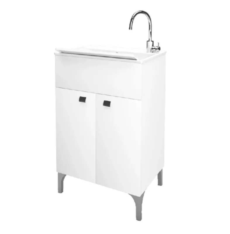 Beperkte Voorraad Mobiletto lavatoio bianco lucido 2 ante bagno Crea Savinidue 50x50 cm