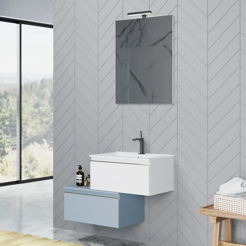 Base sospesa con lavabo in ceramica Albatros Savinidue Base sospesa con lavabo in ceramica Albatros Savinidue Echome Laatste Kans