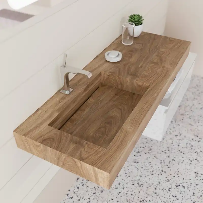Lavabo sospeso con vasca a sinistra HPL Idea Savinidue Lavabo sospeso con vasca a sinistra HPL Idea Savinidue Echome Premium