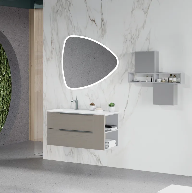 Direct Beschikbaar Mobile sospeso da 100 centimetri con vano laterale e lavabo Oikos Savinidue Mobile sospeso da 100 centimetri con vano laterale e lavabo Oikos Savinidue Echome