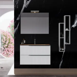 Mobile sospeso da 100 centimetri con lavabo e 2 cassetti Oikos Savinidue Mobile sospeso da 100 centimetri con lavabo e 2 cassetti Oikos Savinidue Echome Populair