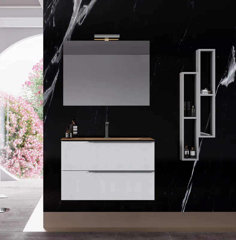 Beste Prijs Mobile sospeso da 100 centimetri con lavabo e 2 cassetti Oikos Savinidue Mobile sospeso da 100 centimetri con lavabo e 2 cassetti Oikos Savinidue Echome