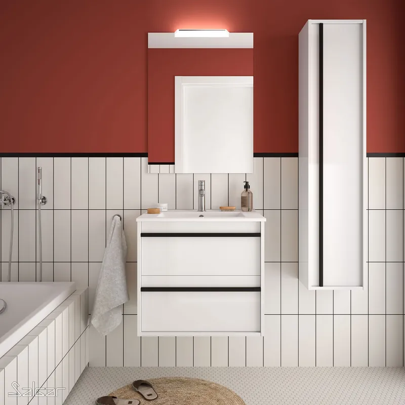 Mobile bagno sospeso da 60 centimetri con lavabo specchio luce Attila Salgar Mobile bagno sospeso da 60 centimetri con lavabo specchio luce Attila Salgar Echome Voordeelprijs