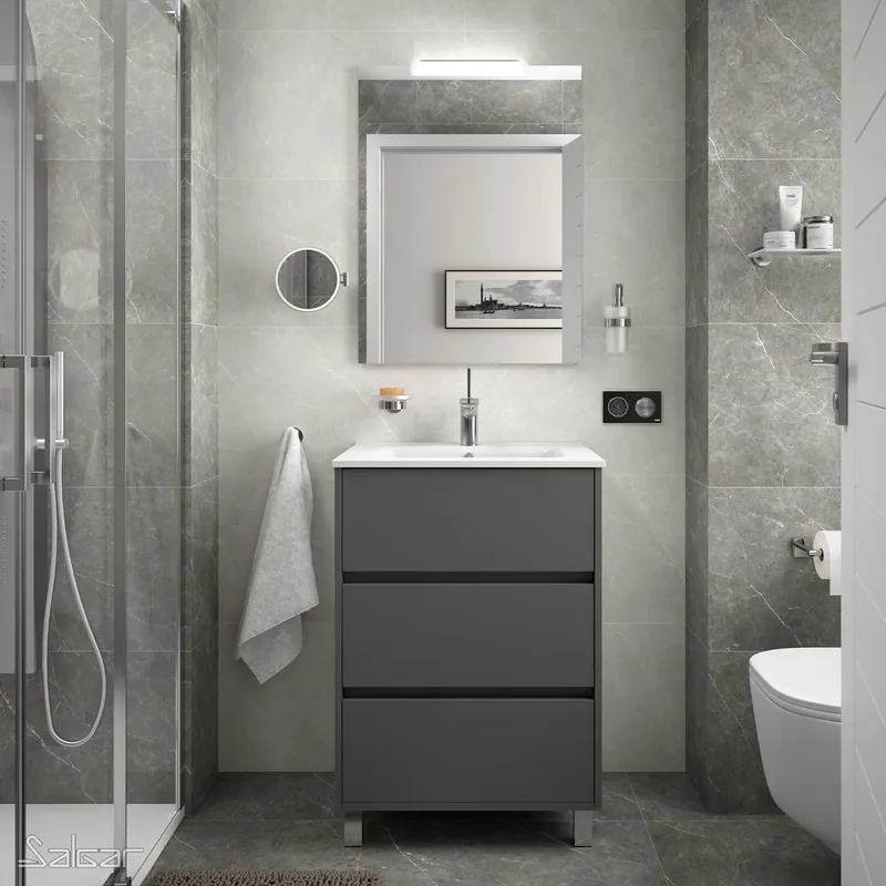Weekendaanbieding Mobile base terra da 60 centimetri con lavabo specchio luce 3 cassetti Arenys Salgar Mobile base terra da 60 centimetri con lavabo specchio luce 3 cassetti Arenys Salgar Echome