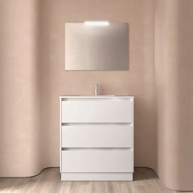 Mobile base terra da 80 centimetri con lavabo specchio luce 3 cassetti Arenys Salgar Mobile base terra da 80 centimetri con lavabo specchio luce 3 cassetti Arenys Salgar Echome Bestseller