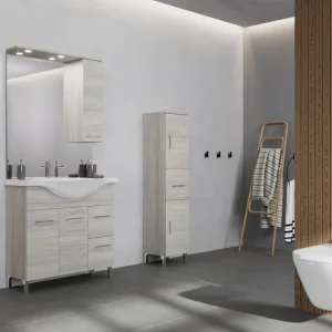 Mobile base terra da 86 centimetri con pensile lavabo specchio luce Rubino Savinidue Mobile base terra da 86 centimetri con pensile lavabo specchio luce Rubino Savinidue Echome Bestseller