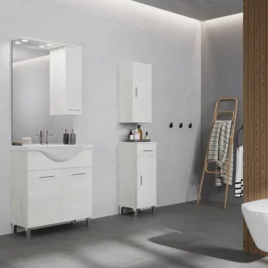 Mobile base terra da 76 centimetri con pensile lavabo specchio luce Rubino Savinidue Mobile base terra da 76 centimetri con pensile lavabo specchio luce Rubino Savinidue Echome Premium
