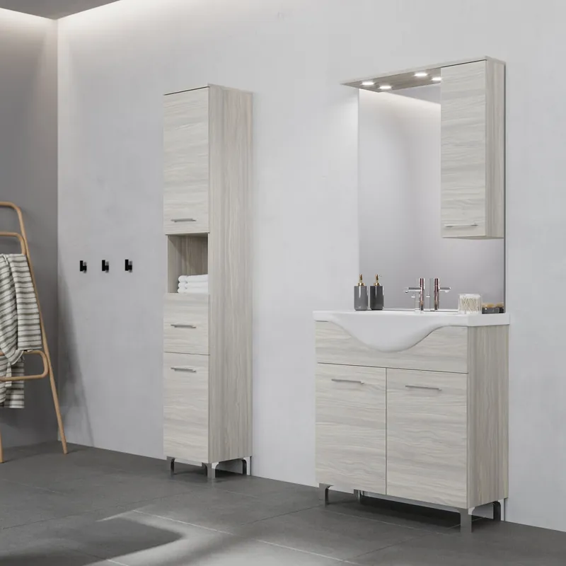 Gratis Retour Mobile base terra da 76 centimetri con pensile lavabo specchio luce Rubino Savinidue Mobile base terra da 76 centimetri con pensile lavabo specchio luce Rubino Savinidue Echome