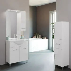Superprijs Mobile base terra da 76 centimetri con pensile lavabo specchio luce Tea Savinidue Mobile base terra da 76 centimetri con pensile lavabo specchio luce Tea Savinidue Echome