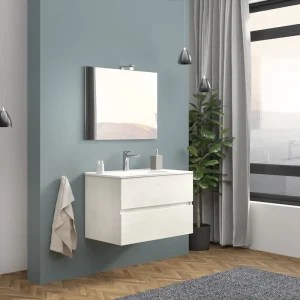 Mobile sospeso da 80 centimetri con lavabo specchio luce Cloe Savinidue Mobile sospeso da 80 centimetri con lavabo specchio luce Cloe Savinidue Echome Op = Op