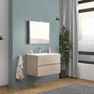 Mobile sospeso da 80 centimetri con lavabo specchio luce Cloe Savinidue Mobile sospeso da 80 centimetri con lavabo specchio luce Cloe Savinidue Echome Premium