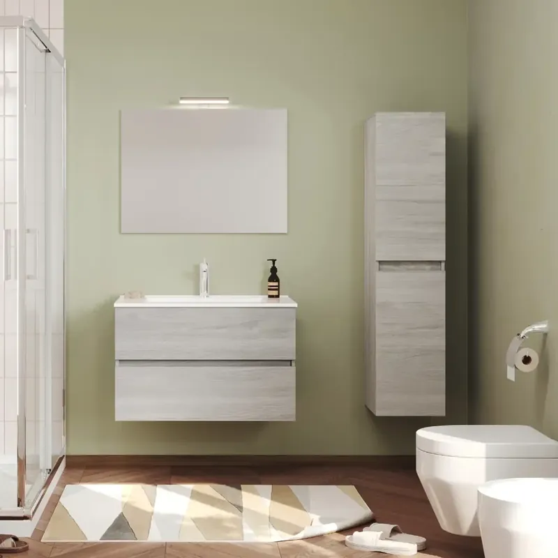 Populair Mobile sospeso da 80 centimetri con lavabo specchio luce Cloe Savinidue Mobile sospeso da 80 centimetri con lavabo specchio luce Cloe Savinidue Echome