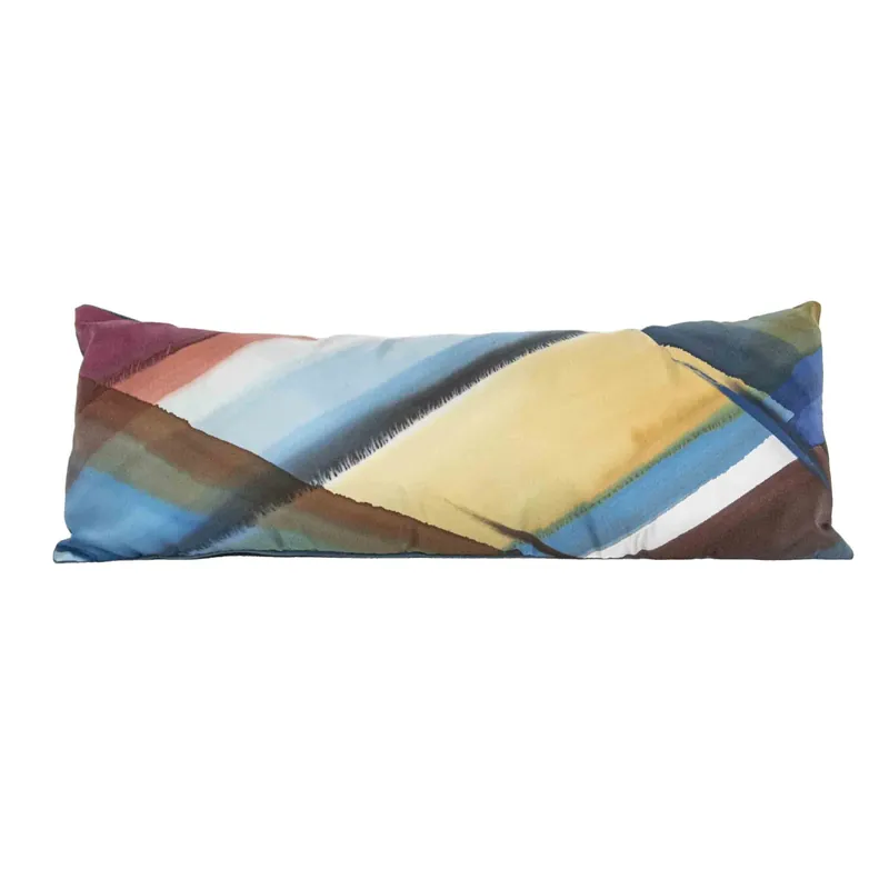Cuscino rettangolare 100% seta e velluto blu dipinto a mano Sulky Tramare Cuscino rettangolare 100% seta e velluto blu dipinto a mano Sulky Tramare Echome Beperkte Voorraad