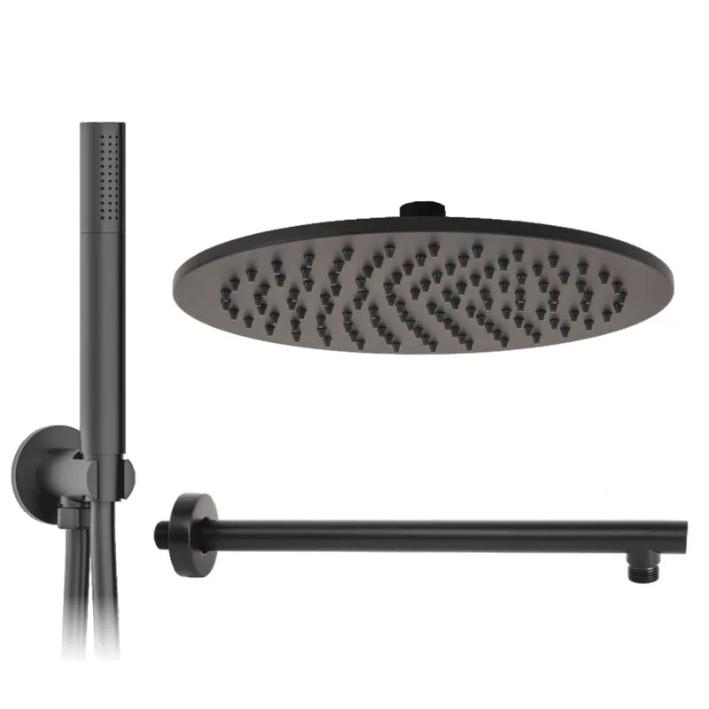 Direct Beschikbaar Kit doccia completo di braccio, soffione, doccetta Restyling Black tondo Metaform Kit doccia completo di braccio, soffione, doccetta Restyling Black tondo Metaform Echome