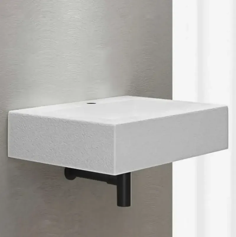 Gecertificeerd Top lavabo sospeso in mineralmarmo finitura asfalto bianco Gaia Morini 100x46 cm