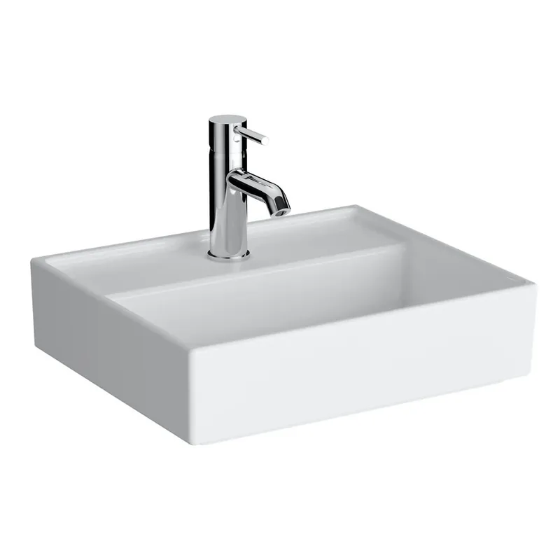 Lavabo bianco appoggio o sospeso rettangolare con foro rubinetteria Archiplan VitrA 45x38 cm Favoriet