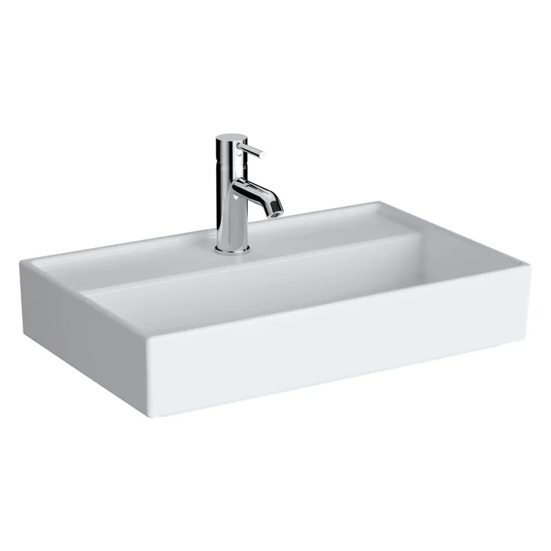 Lavabo bianco appoggio o sospeso rettangolare con foro rubinetteria Archiplan VitrA 45x38 cm Uitverkoop