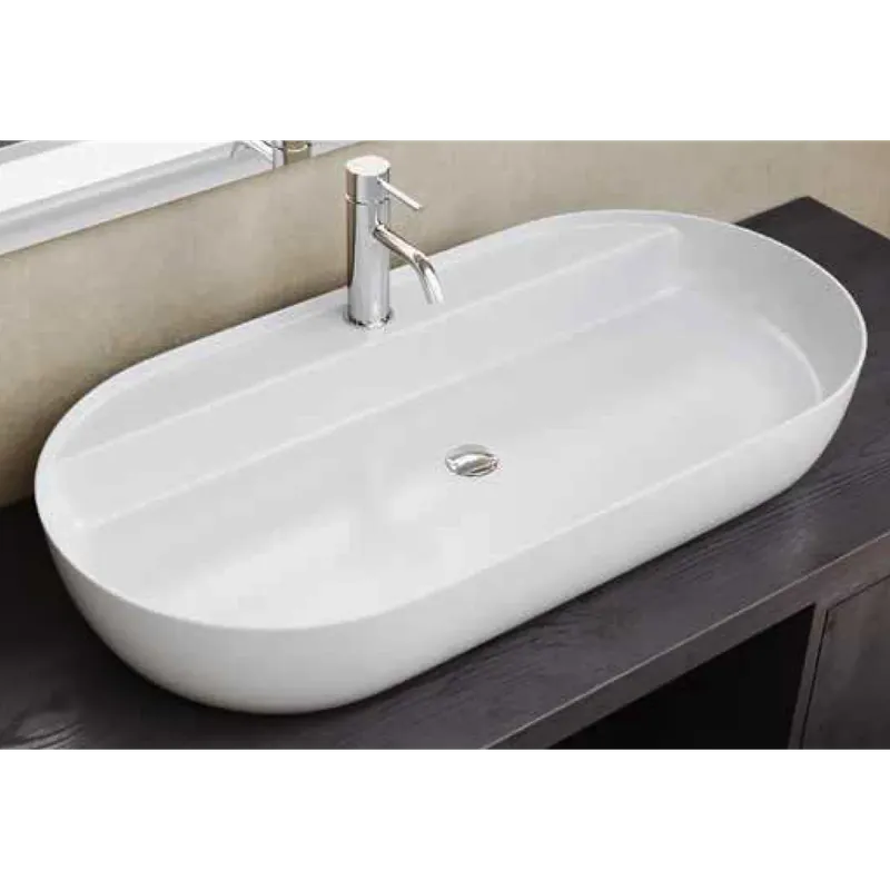 Rechtstreeks Van De Fabrikant Lavabo d‘appoggio ovale in ceramica bianco con foro rubinetteria Standard 018 50x41 cm