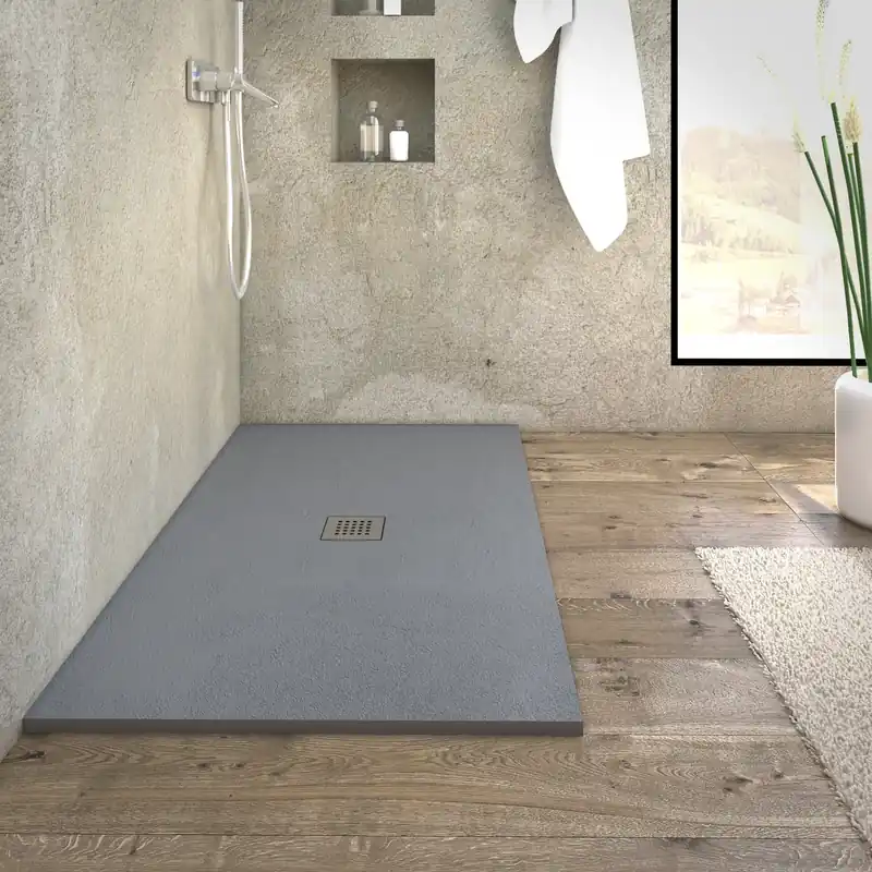 Piatto doccia scarico centrale antracite mineralmarmo Greta Morini 70x100 cm Direct Verzonden