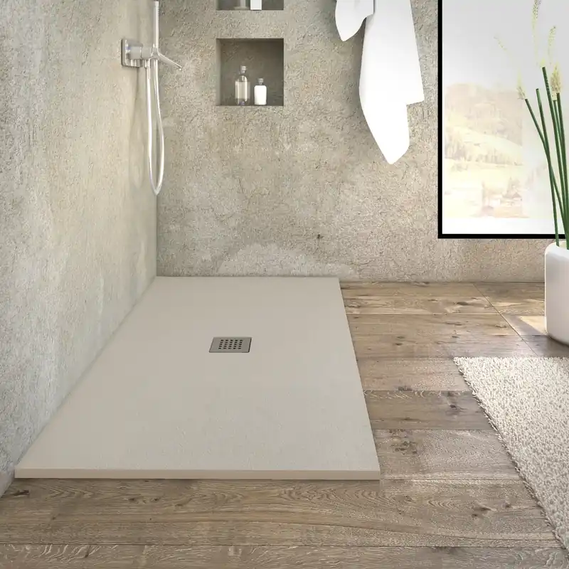Piatto doccia scarico centrale sabbia mineralmarmo Greta Morini 70x100 cm Nieuw