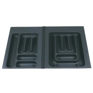 Koop Online Portaposate da cassetto cucina in PP grigio scuro Elletipi 31x49 cm