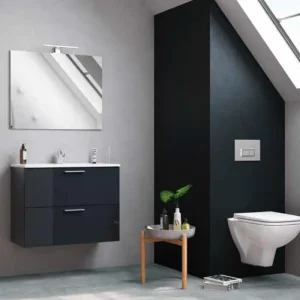 Mobile bagno sospeso da 80 centimetri con lavabo specchio luce Mia Vitra Mobile bagno sospeso da 80 centimetri con lavabo specchio luce Mia Vitra Echome Speciale Aanbieding
