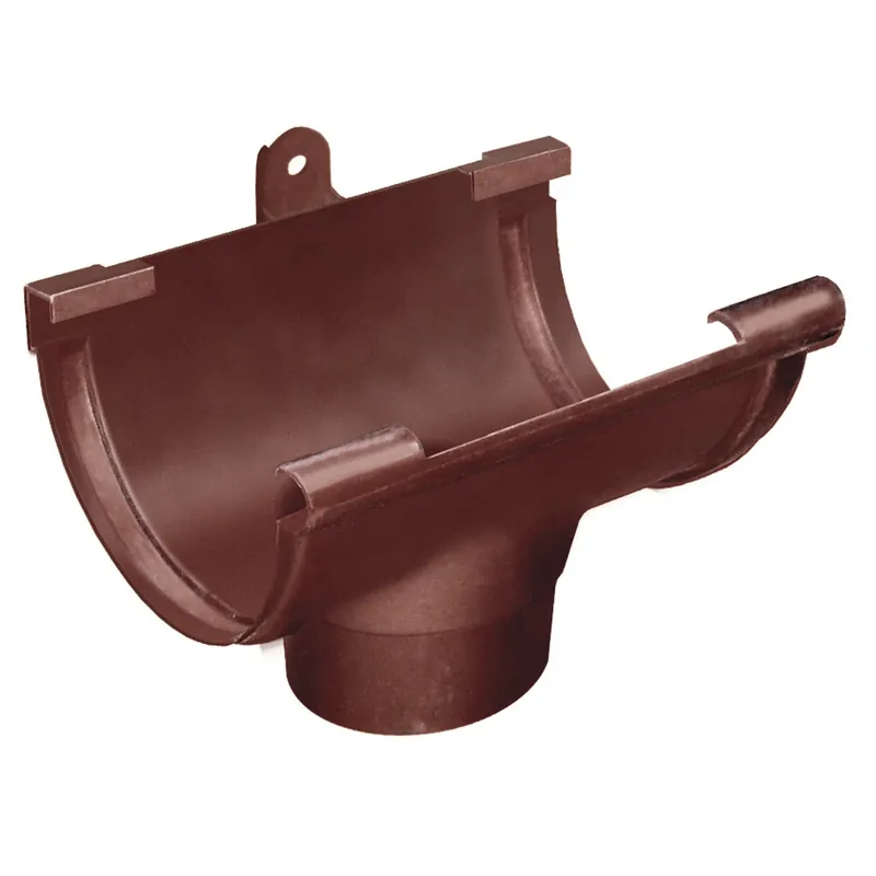 Alleen Vandaag Giunto con scarico estetico Bi-System per canale di gronda in PVC marrone First Giunto con scarico estetico Bi-System per canale di gronda in PVC marrone First Echome