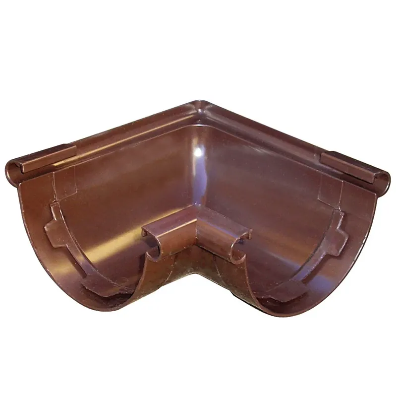 Gecertificeerd Angolare unico per canale di gronda in PVC marrone First Angolare unico per canale di gronda in PVC marrone First Echome