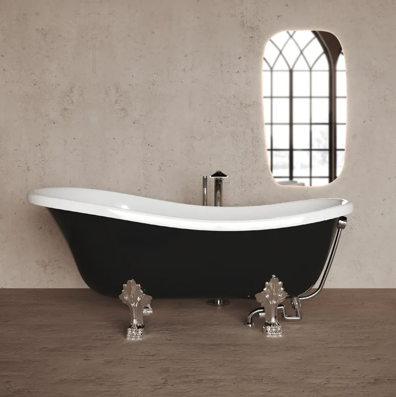 Vasca bagno freestanding ovoidale nera vintage Romanza Savinidue Vasca bagno freestanding ovoidale nera vintage Romanza Savinidue Echome Voordeelprijs