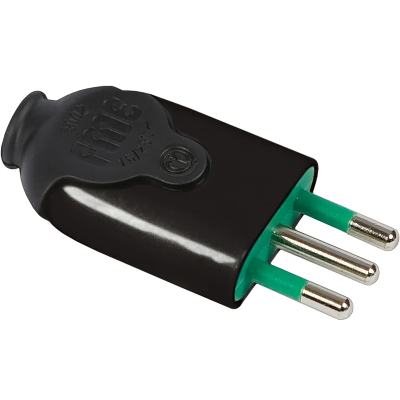 Op = Op Spina italiana 2P+T smontabile modello Bicò nera 10A - 16A Fanton Spina italiana 2P+T smontabile modello Bicò nera 10A - 16A Fanton Echome