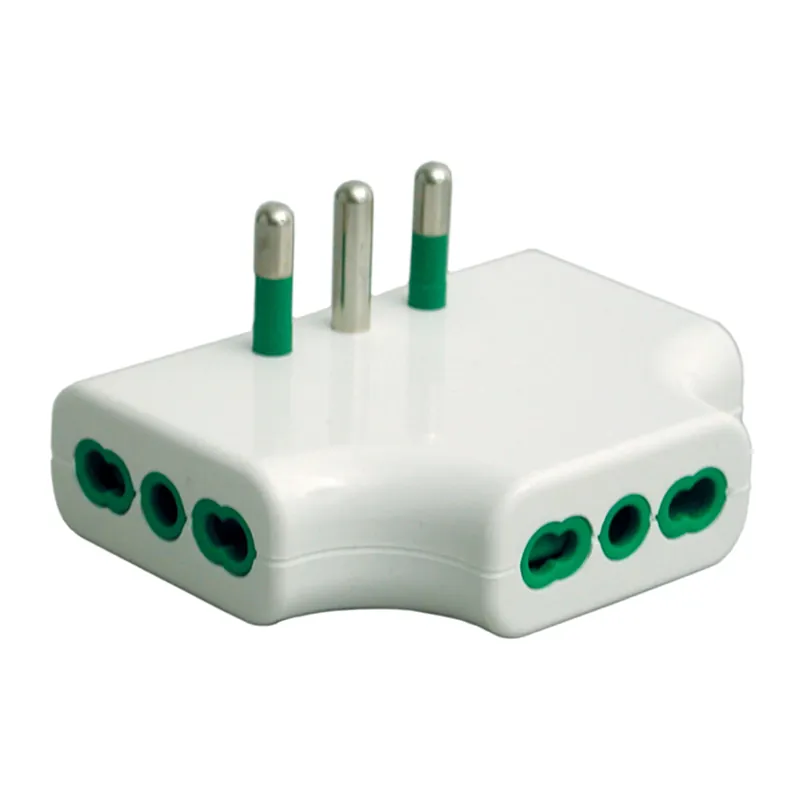 Adattatore triplo piatto spina italiana 2P+T con 3 prese bipasso 16A bianco Fanton Adattatore triplo piatto spina italiana 2P+T con 3 prese bipasso 16A bianco Fanton Echome Snelle Levering