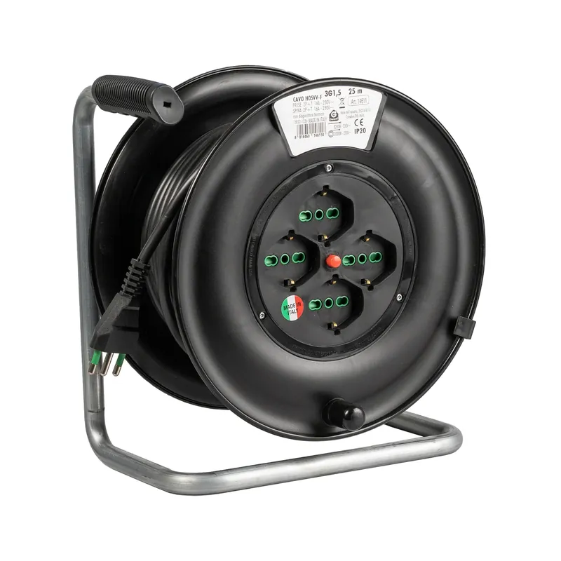 Avvolgicavo Onda con 4 prese bipasso lungo 25 - 50 m con disgiuntore termico Fanton Avvolgicavo Onda con 4 prese bipasso lungo 25 - 50 m con disgiuntore termico Fanton Echome Gereduceerde Prijs