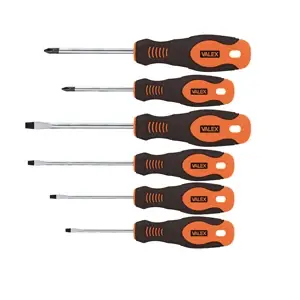 Koopje Set 6 cacciaviti per viti con intaglio e Phillips CRV Valex Set 6 cacciaviti per viti con intaglio e Phillips CRV Valex Echome