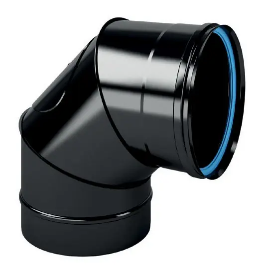 Merkproduct Curva 90° con ispezione acciaio inox verniciato nero semilucido Monofire De Marinis Curva 90° con ispezione acciaio inox verniciato nero semilucido Monofire De Marinis Echome