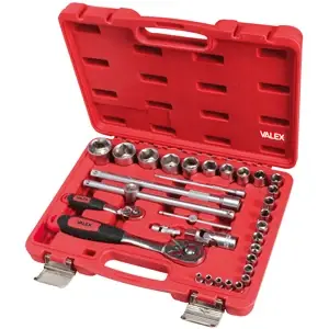 Cassetta con chiavi a bussola serie 32 pezzi in acciaio CRV Valex Cassetta con chiavi a bussola serie 32 pezzi in acciaio CRV Valex Echome Speciale Aanbieding